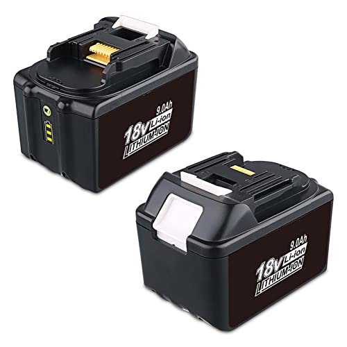 VANTTECH 2 Stück 9.0Ah BL1890B 18V Li-Ion Ersatzakku für Makita Akku BL1890 BL1860B BL1850B BL1850 BL1840B BL1840 BL1830,194309-1 194204-5, (passend für alle Makita 18V Geräte, mit LED Anzeige) Cover