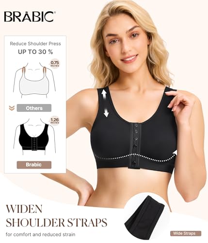 Image of BRABIC Surgical Bra Front Closure - Comfort Compression Mastectomy Bras for Women Post Surgery with Full Coverage
