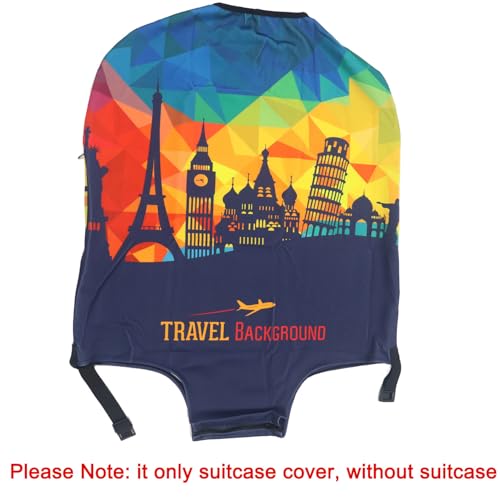 Image of MosaiRudo Thicker Luggage Cover Elastic Suitcase Cover Protector Fits 18-32 Inch Suitcase Travel Accessories, Travel-4, L, Zipper Closurezipper Closurezipper Closurezipper Closurezipper Closure