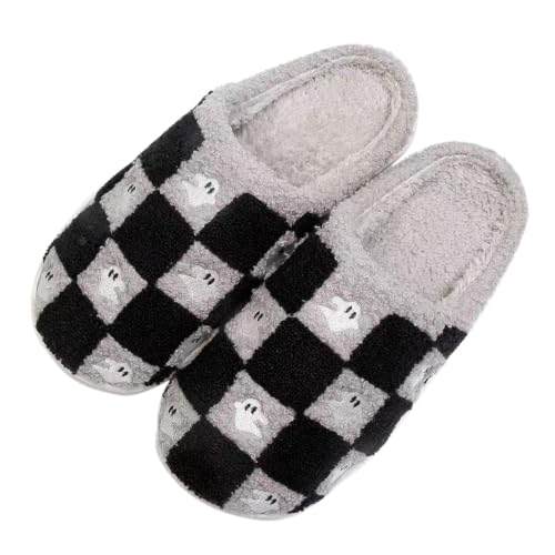 Image of Halloween Pumpkin Slippers for Womens Mens Cute Cartoon Slippers Plush Warm Memory Foam Shoes