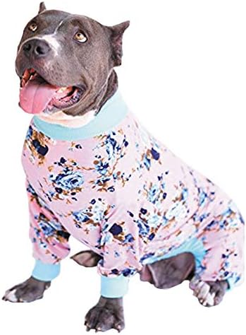 Tooth & Honey Big Dog Pajamas/Floral Dog Pajamas/Slim fit/Lightweight Pullover Pajamas/Full Coverage Dog pjs (Medium)