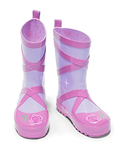 Ballerina Rainboots, Pink, Kids Sizes, Natural Rubber Boots with Cotton Lining, Pull On Heel Tab & Non-Slip Sole