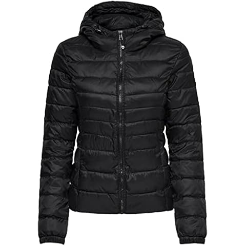 Only Short Quilted Jacket with Hood, Black, M for Women Cover