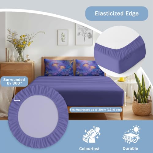 Housse de Couette Océan Parure de Lit 260x240 Violette Ensemble Microfibre - 6