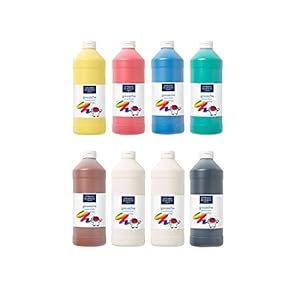 Lefranc Bourgeois – Gouache liquide pour enfants – Assortiment de 8 bouteilles de 1L