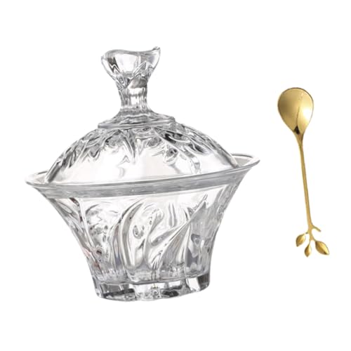 LOORGVEL 透明ガラス製多目的食器 甜品碗 蓋付きスープ デザートボウル ソーサー スプーン付き 蒸し卵用 耐熱食器 家用