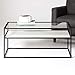 Walker Edison Modern Reversible Shelf Rectangle Coffee Table Living Room Accent Ottoman Storage Shelf, 40 Inch, Marble and Concrete