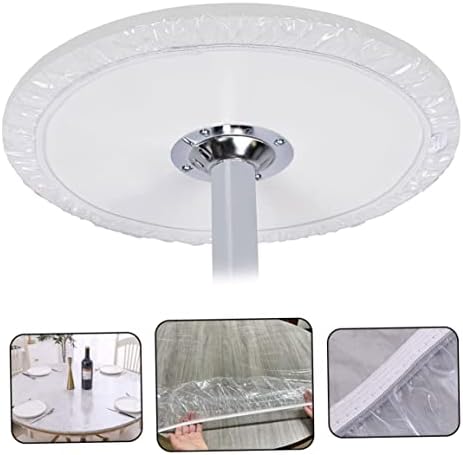 Round Tablecloth, Tablecloth, Round Elasticated Transparent Plastic Table Cloth, Waterproof Wipeable Table Protector, Reused Table Covers for 110-140cm Diameter