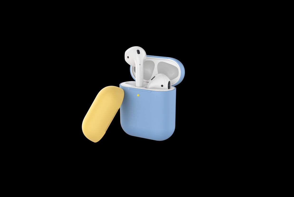 AhaStyle Two Toned Silicone Case for Airpods - Sky Blue/Yellow