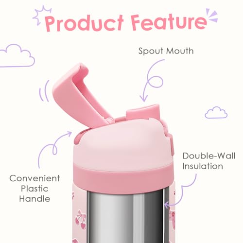 Image of CowGirls Kids Insulated Stainless Steel Water Bottle 16 Oz, Travel Tumbler for School, Sports for Girls, Birthday, Back To School