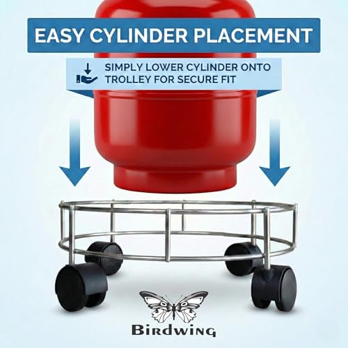 Image of Rincy Stainless Steel Wheel LPG Gas Cylinder Trolley with 4 Wheels (2 Pcs) - SG Gas Cylinder Trolley (Multicolor, Pack of 2)