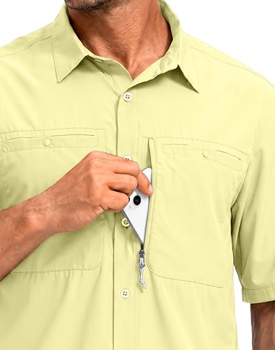 Image of G Gradual Men's Fishing Shirts with Zipper Pockets UPF 50+ Lightweight Cool Short Sleeve Button Down Shirts for Men Hiking