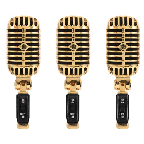Microphone vocal dynamique vintage et classique doré pour scène en direct