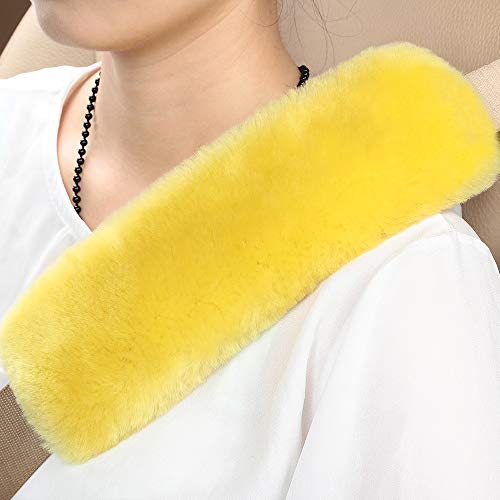 Image of OGLAND 2 Pack Sheepskin Car Seat Belt Cover Pads | Wool Seatbelt Cushions