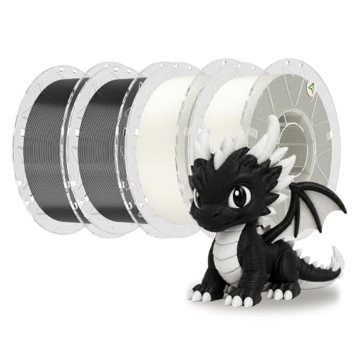 Image of Creality 3D Printer RFID Filament Bundle, Hyper PLA Filament 1.75mm for 3D Printing, Hyper PLA RFID Filament No-Tangling High Precision, 1KG(2.2 lbs) Spool (2 Black+2 White)