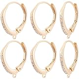 Beebeecraft 10 aro de Aro con Circonita Cúbica Chapado En Oro de 18 Quilates Redondo Francés con Cierre de Palanca para Hacer Joyas Y Manualidades.