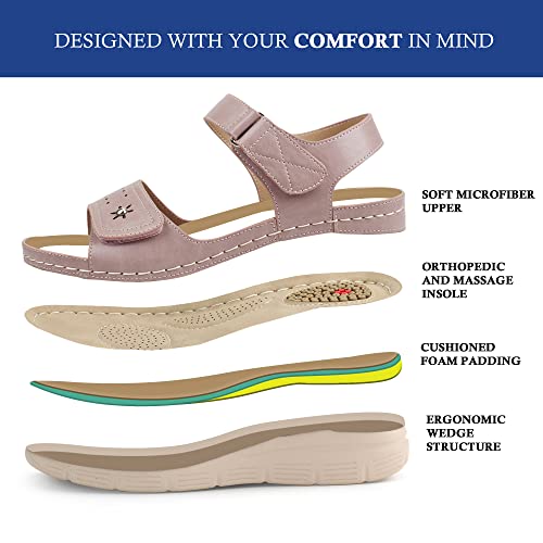 Image of JABASIC Women Comfortable Sandals Orthotic Walking Sandals Orthopedic Arch Support Sandals