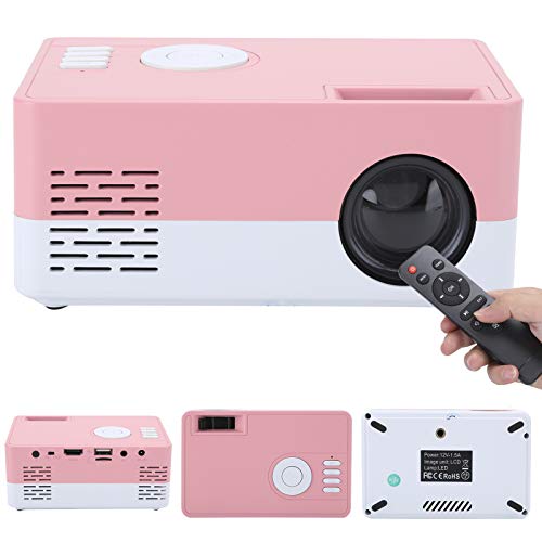 LED-Projector, Draagbare Projector met Standaard, HiFi-Stereo Handmatig Scherpstellen Mini-Projector Beamer Thuisbioscoop Beamer met Statief voor Buitenfilms Game-Entertainment(Wit Roze EU) - Image 7