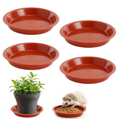 Lot de 4 bols à nourriture et d'eau Hérisson de 13 cm de large, profil bas de 2 cm de profondeur, résistant aux intempéries et au gel, convient pour une utilisation en extérieur dans le jardin sauvage