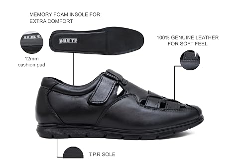 Image of BRUTE Genuine Leather Sandals for Men | Closed Fisherman Sandal