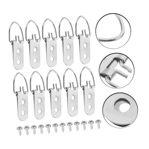 Image of 12pcs Heavy Duty D- Hooks for Picture Hanging Picture Frame Hardware with Screws Sturdy Wall Attachment for Artwork and Frames Easy Installation