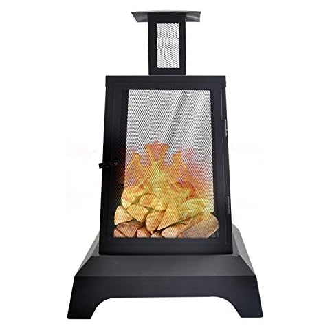 Large Fire Pits Wood Burning 44'' High Chimineas Fire Pit Steel Big Outdoor Pagoda Style Firepits Bowl with Mesh Spark Screen Modern Firepits for Camping,Backyard,Party… Cover