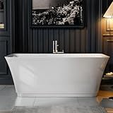 Empava 59 Inch Freestanding Bathtub - Mordern Stand Alone Soaking Tubs with Integrated Drain & Overflow System, White