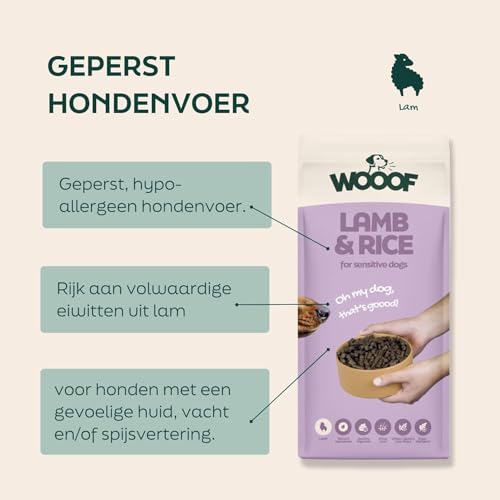 WOOOF Lamm & Reis 14kg kaltgepresstes, getreidefreies und hypoallergenes Hundefutter | Trockenfutter, leicht verdaulich, ohne Weizengluten