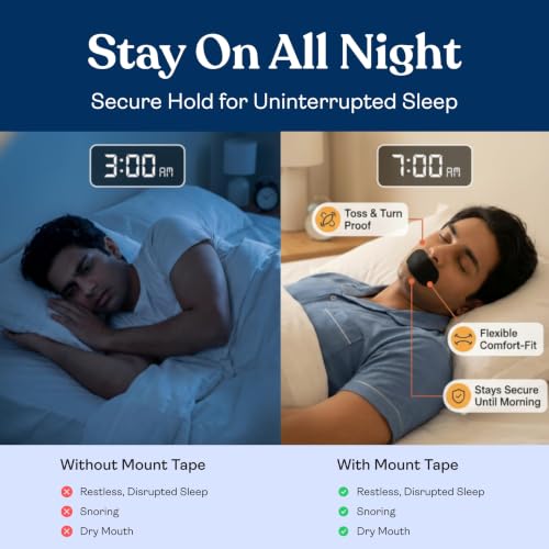 Image of AWESOME Mouth Tape for Sleeping - 60 Nights, Stops Snoring & Mouth Breathing - CDSCO Approved, Hypoallergenic Medical-Grade Sleep Mouth Tape for Nasal Breathing Support
