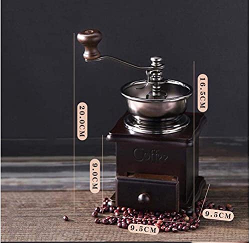 SXLCKJ Holz Manuelle Kaffeemühle Antik Gusseisen Handkurbel Kaffeemühlen mit Mahlgradeinstellungen & Catch Dr(Crusher) – Bild 3