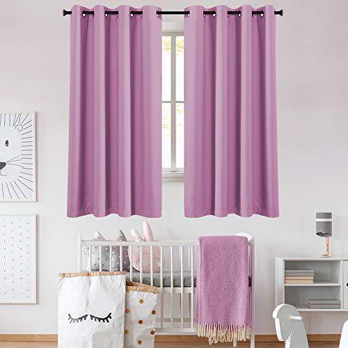 KEQIAOSUOCAI Blackout Rose Purple Curtains 72 Inches Long for Girls Room 2 Panels Grommet Room Darkening Insulated Thermal Sun Blocking Curtain Drapes for Kids Nursery Bedroom Living Room 52Wx72L