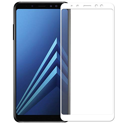 Image of Screen Protector for Samsung Galaxy A8 Plus (White) Tempered Glass Edge-to-Edge 6D Screen Guard With Installation Kit