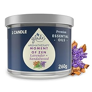 Glade Aromatherapy Candle, Home Decor Scented Candle Relaxing Jar Candle, Up to 37 Hour Burn Time, Moment of Zen with French Lavender & Australian Sandalwood, 260 g