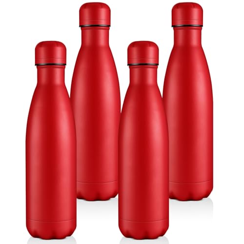 Volhoply 17oz Insulated Water Bottles MultiPack（Red,4 Pack）