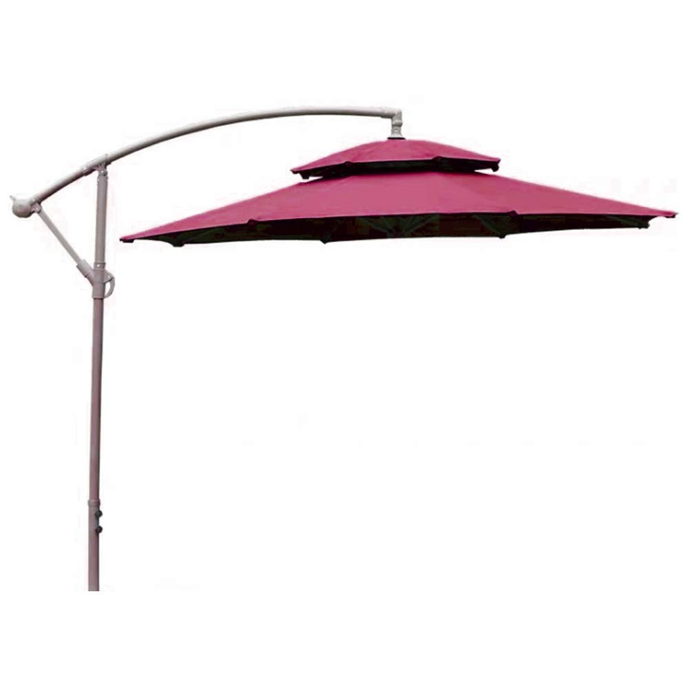 Dwupoziomowy duży parasol 2,7 m, wiszący na wsporniku 8 żeberek Patio Parasol zewnętrzny Parasol przeciwsłoneczny Ochrona przed światłem słonecznym Słońce na p(Czerwony)