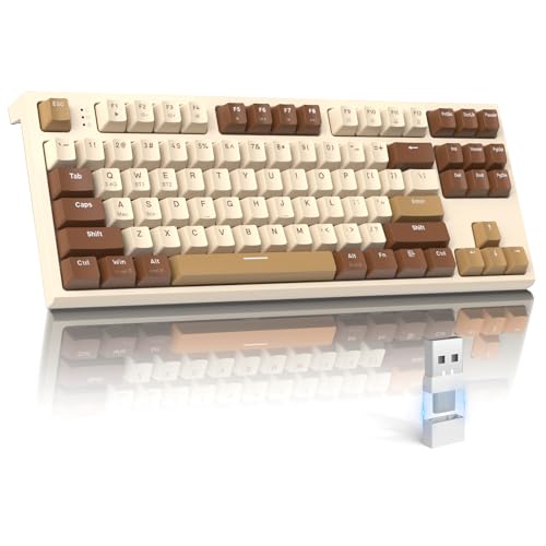 LexonElec M88 Teclado Mecánico Inalámbrico, Diseño QWERTY de 87 Teclas, Teclado Hot-Swappable, Receptor BT/2.4Ghz 2-en-1, Teclas Retro de PBT, Interruptores Lineales Rojos para PC/Mac/Tablet-Cheese LexonElec M88 Teclado Mecánico Inalámbrico, Diseño QWERTY de 87 Teclas, Teclado Hot-Swappable, Receptor BT/2.4Ghz 2-en-1, Teclas Retro de PBT, Interruptores Lineales Rojos para PC/Mac/Tablet-Cheese