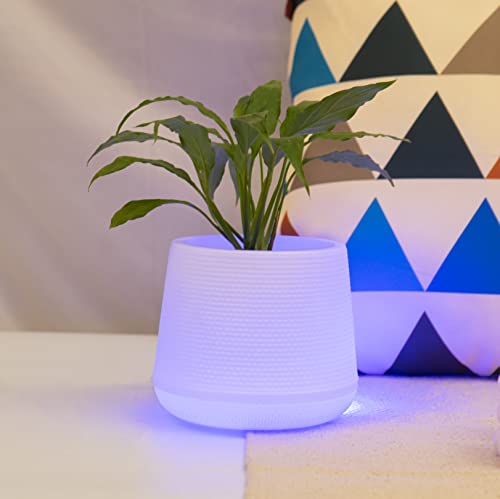 Image of KYARI Illuminati Led Plastic Pots for Indoor Plants with Drainage Hole & Stand (Best Flower Pots & Planters for Home Decor, Living Room, Kitchen, Bedroom, Table Top, Office, Gifting, Blue, Pack of 1)