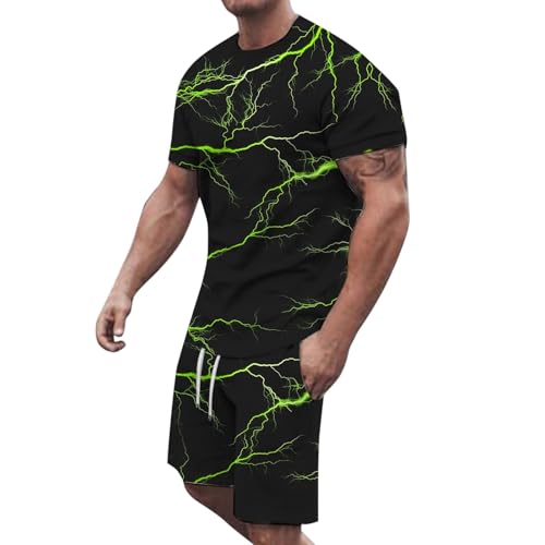 Ensemble short homme imprimé vert taille M look décontracté - 2