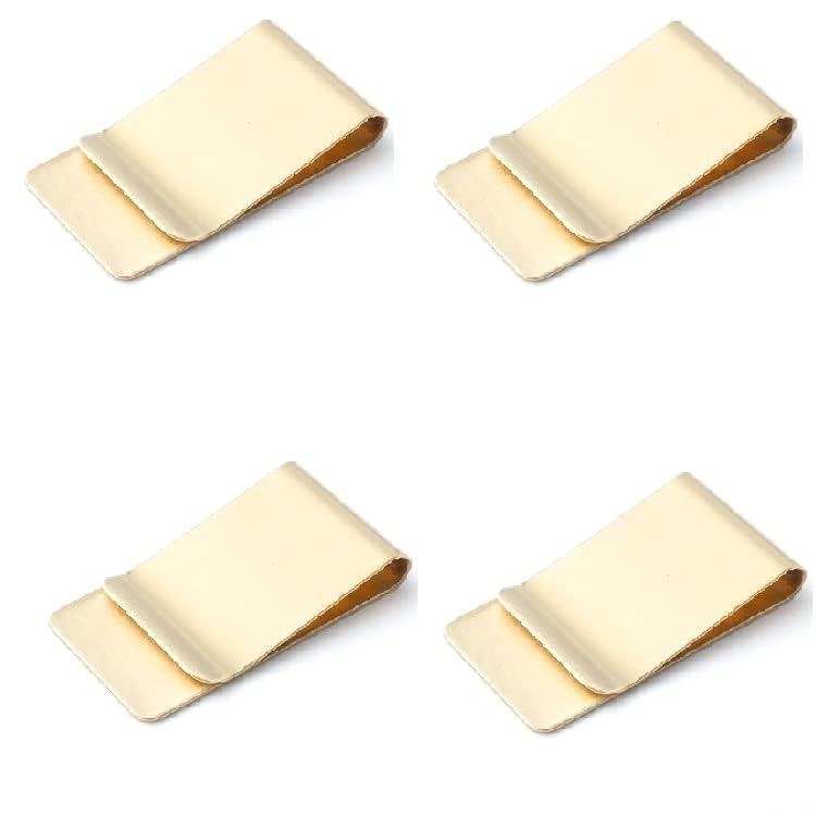 Aliotech 4 Pack of Men's Slim Money Clip Stainless Steel Cash Wallet Credit Card Cash Holder Slim Wallet Minimalist Wallet Stainless Steel Money Clip(Golden)2