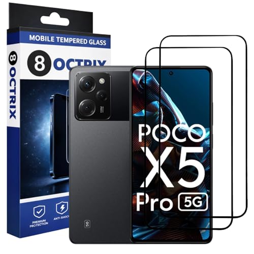 Image of Military-Grade Tempered Glass for Poco F5 / X5 Pro /Redmi Note 12 Pro / 12 Pro Plus / 12 Discovery / 12 Turbo with Edge to Edge Coverage, Bubble-Free Installation Kit (Pack Of 2)