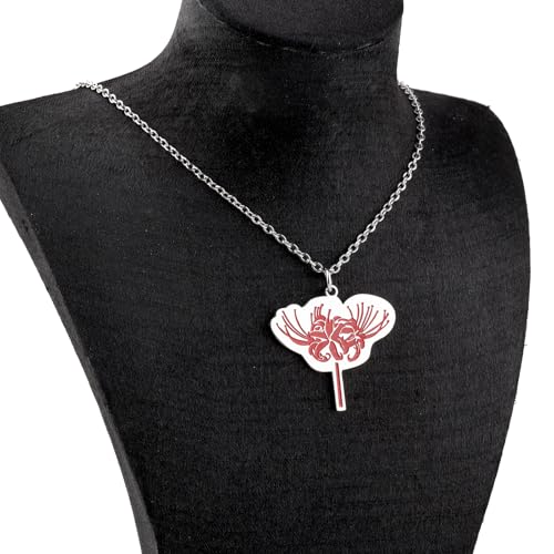 Image of WUSUANED Red Spider Lily Necklace Herb Flowering Jewelry Lilys Flower Gift Plant Lover Gift