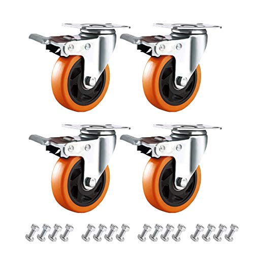 Enyke 4 Inch Swivel Rubber Casters Wheels Heavy Duty Casters with Brake 2000LBS