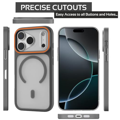 Image of AIBEX Magnetic Compatible Shockproof Case for iPhone 17 Pro max - Slim Protective Back Cover with Camera Lens Protection, Strong Magnetic Support, Anti-Slip Grip, Military Grade Drop Protection (Grey)