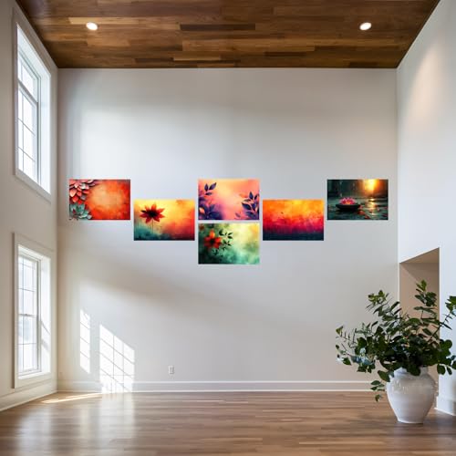 Image of SiddArtify Floral Wall Art Prints Set - Abstract Botanical Poster Decor for Living Room Bedroom Office - 12x18 inch Board Pack of 6