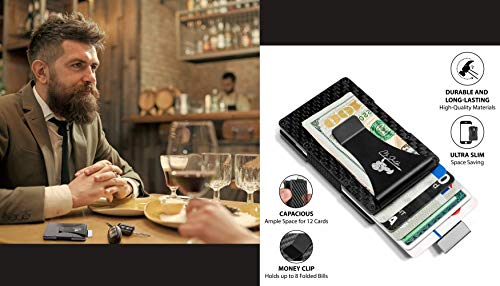 Carbon Fiber Wallet With Money Clip and Smart Pull-Out Strap for Ease of Use - Quick Card Access Card Holder Wallet - Wallet Clip - Slim Metal Wallet - RFID Wallets for Men and Women4