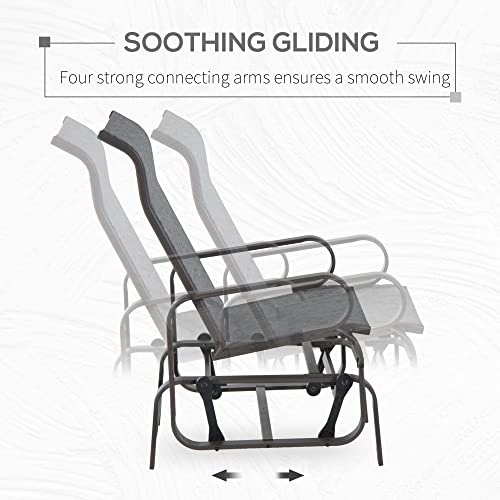 Outsunny Outdoor Glider Chair, Gliders for Outside Patio with Smooth Rocking Mechanism and Lightweight Construction for Backyard, Brown/Gray - Image 5