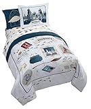 Jay Franco Kids Comforter Set Includes Sheets and Pillow Covers - Soft and Cozy Bed Set for Stylish Room Decor, Dark Grey - Harry Potter, 5 Piece Twin Size Bedding