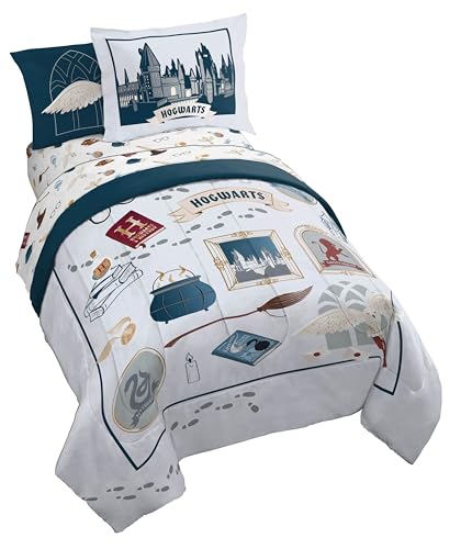 Harry Potter Twin Comforter Set 5 Piece Soft Hogwarts Bedding Grey
