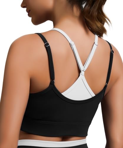 SEASUM Womens Color Block Layered Look Sports Bra Tank Top Black Small - image 1