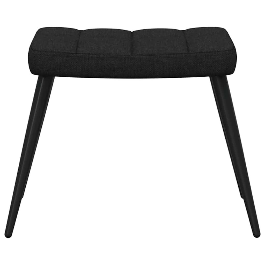 Sillón de relax de tela negra con taburete, diseño moderno para salón, dormitorio y oficina, cómodo sillón de lectura con marco de acero y patas de madera, asiento cómodo para adultos
